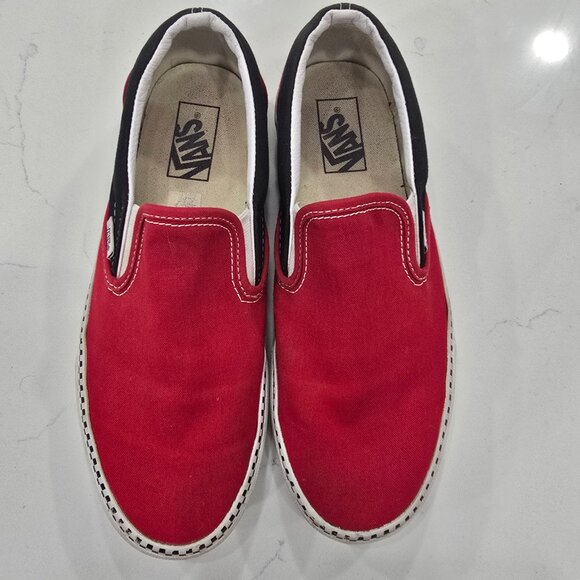 Vans Classic Slip-On Checkerboard Skate Shoes - red and black colorway - Picture 3 of 9